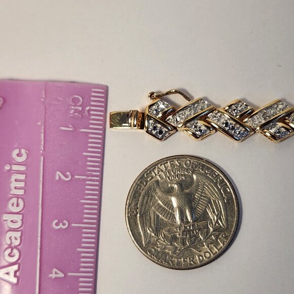 VTG 1992 Ross Simmons Diamond Chevron Tennis Link Bracelet 18K/925 7.5" 20g - Picture 12 of 14